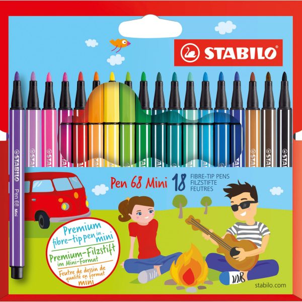 STABILO Fasermaler Pen 68 1mm 668/18 18-Farbig, Etui