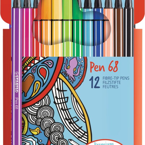 STABILO Fasermaler Pen 68 1mm 6812-7 12 Stück, farbig ass.