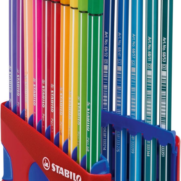 STABILO Fasermaler Pen 68 1mm 6820-04 20er Color Box rot/blau