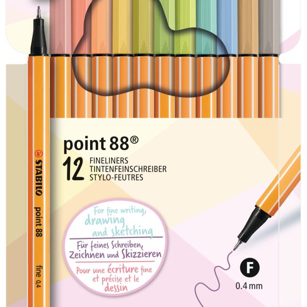 STABILO Fineliner Point 88 1mm 88/12-7-7 Pastellove 12 Stück