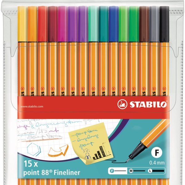 STABILO Fineliner Point 88 0.4mm 8815-1 standard/neon 15 Stück