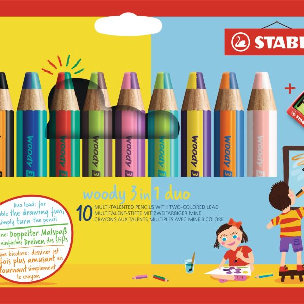 STABILO Farbstifte Woody 3in1 882/10-2 Spitzer 10 Stück