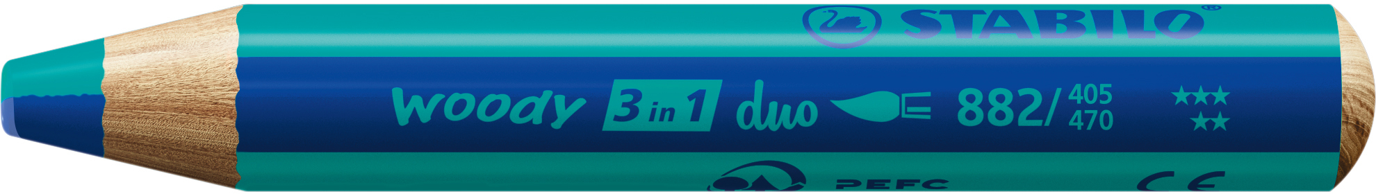 STABILO-882-405-470-4006381603683 STABILO Farbstift Woody 3 in 1 882/405-470 Duo, blau/türkis – Hochwertig & günstig bei ShopDeca
