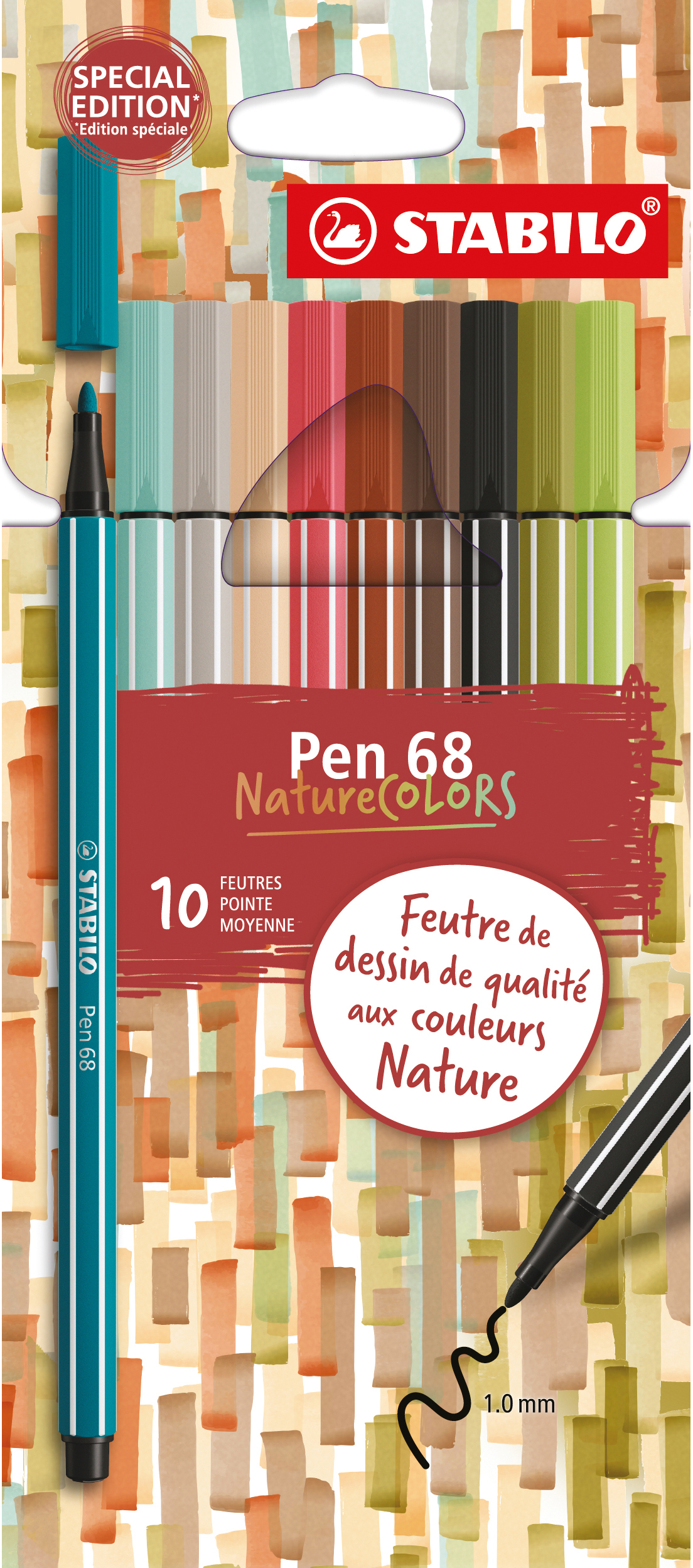 STABILO-F59627-4006381596275 STABILO Fasermaler Pen 68 1mm F59627 Nature Colors 10 Stück – Bild 1