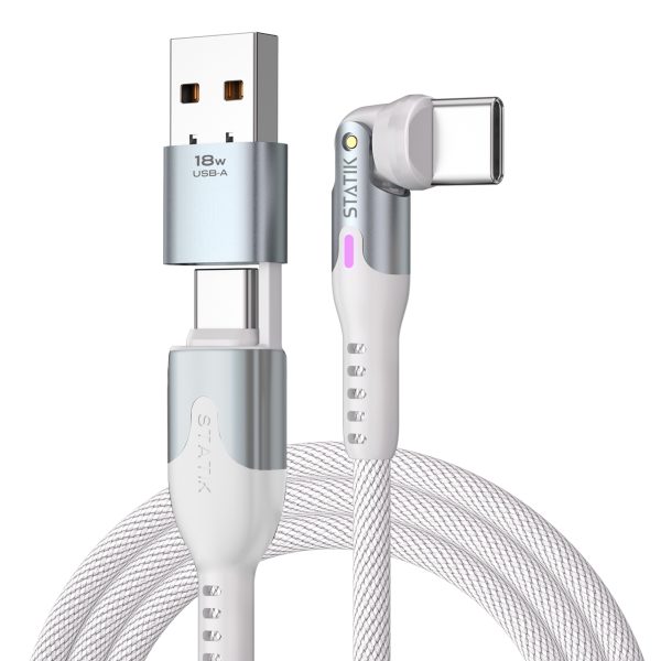 STATIK PowerPivot Pro Nylon Braided PUP-0455-3FT-CC-WHT USB-C to C, 1m, 100W White