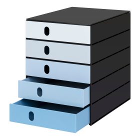 STYRO Schubladenbox styroval flow 14-8000.93 schwarz/blau 5 Schubladen