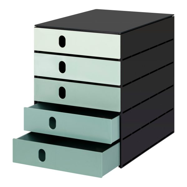 STYRO Schubladenbox styroval flow 14-8000.95 schwarz/grün 5 Schubladen