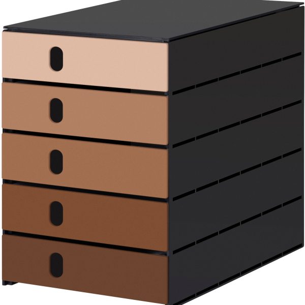 STYRO Schubladenbox styroval öko 14-8000.9mo schwarz/mocca 5 Schubladen