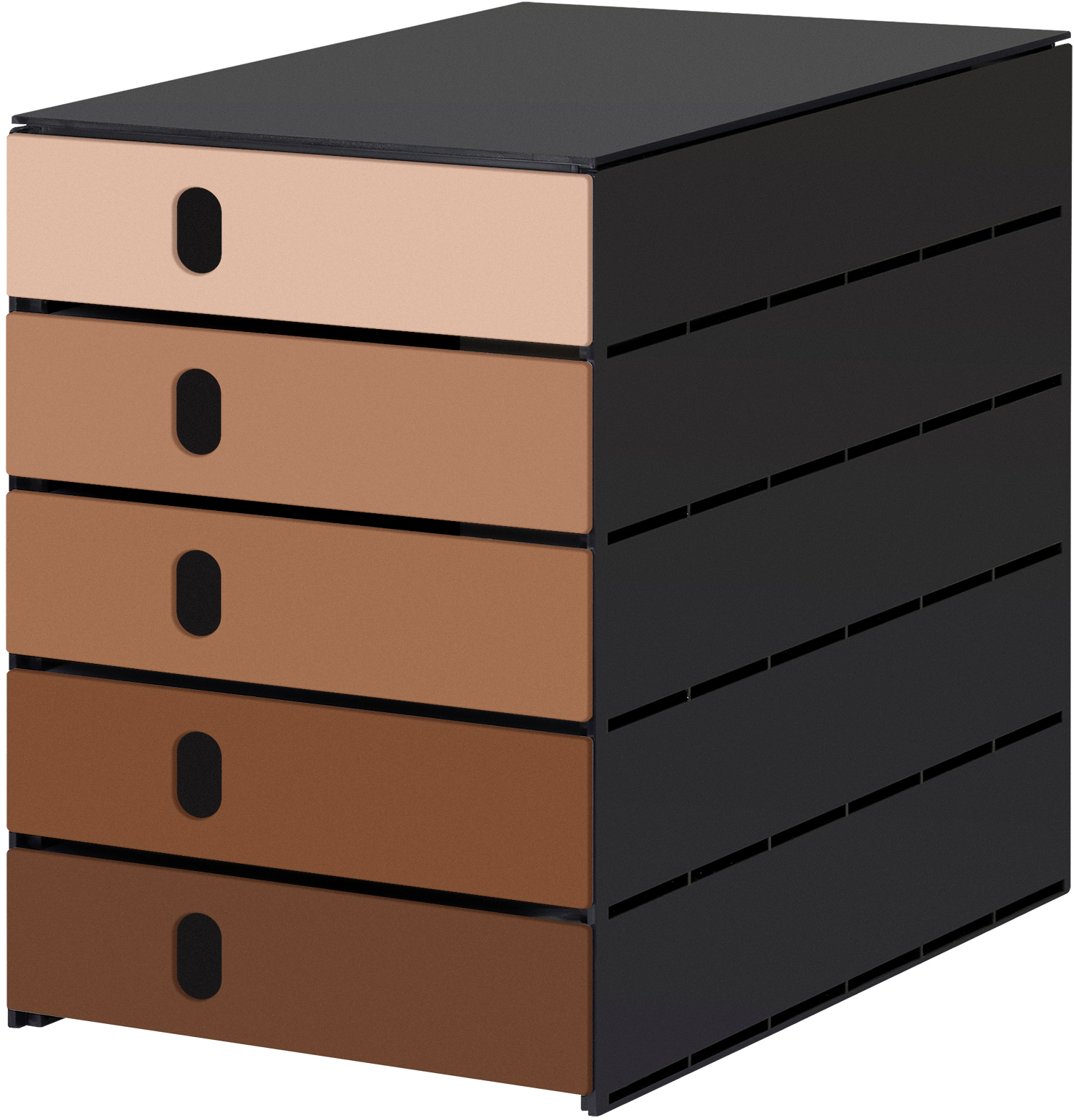 STYRO-14-8000.9mo-7612176095396 STYRO Schubladenbox styroval öko 14-8000.9mo schwarz/mocca 5 Schubladen – Hochwertig & günstig bei ShopDeca