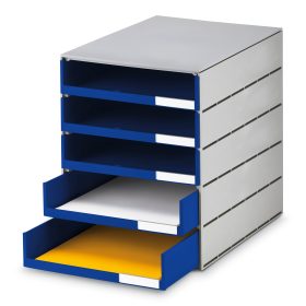 STYRO Schubladenbox styroval pro 14-8001.38 grau/blau 5 Schubladen offen