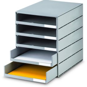 STYRO Schubladenbox styroval öko 14-8001.85 grau/grau 5 Schubladen offen
