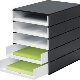 STYRO Schubladenbox styroval pro 14-8001.92 schwarz/weiss 5 Schubl. offen