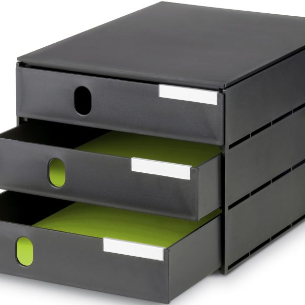 STYRO Schubladenbox styroval öko 14-8050.90 schwarz/schwarz 3 Schubladen