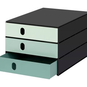STYRO Schubladenbox styroval flow 14-8050.95 schwarz/grün 3 Schubladen