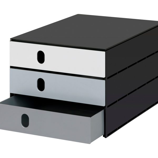 STYRO Schubladenbox styroval flow 14-8050.98 schwarz/grau 3 Schubladen