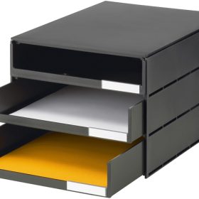 STYRO Schubladenbox styroval öko 14-8051.90 schwarz 3 Schubladen offen