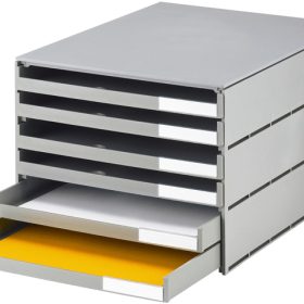 STYRO Schubladenbox styroval öko 14-8052.85 grau/grau 6 Schubladen offen