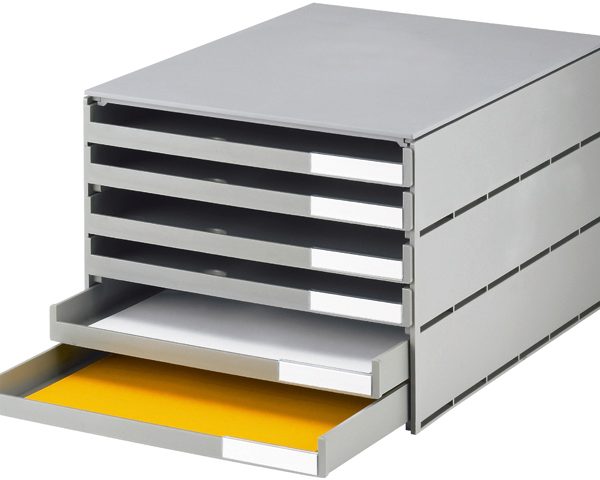 STYRO Schubladenbox styroval öko 14-8052.85 grau/grau 6 Schubladen offen