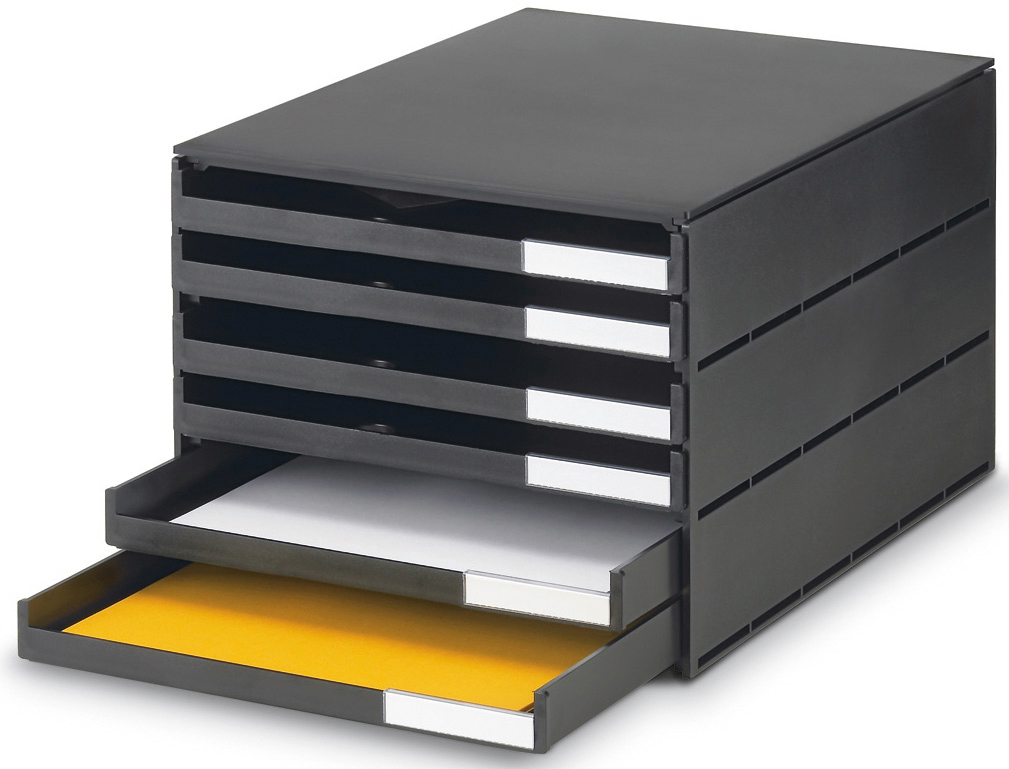 STYRO-14-8052.90-7612176078153 STYRO Schubladenbox styroval öko 14-8052.90 schwarz 6 Schubladen offen – Hochwertig & günstig bei ShopDeca