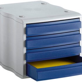 STYRO Schubladenbox styrowave 248-8500.38 grau/blau 4 Schubladen