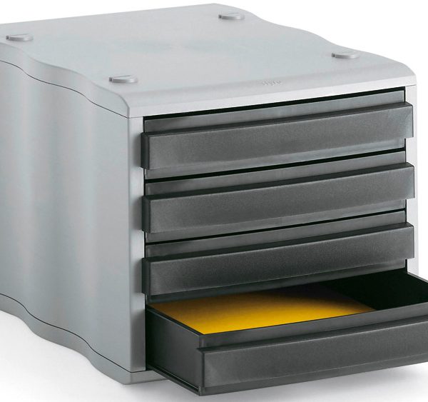 STYRO Schubladenbox styrowave 248-8500.98 grau/schwarz 4 Schubladen