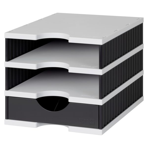 STYRO Ablagesystem styrodoc uno 268-0103.989 grau/schwarz 3 Fächer