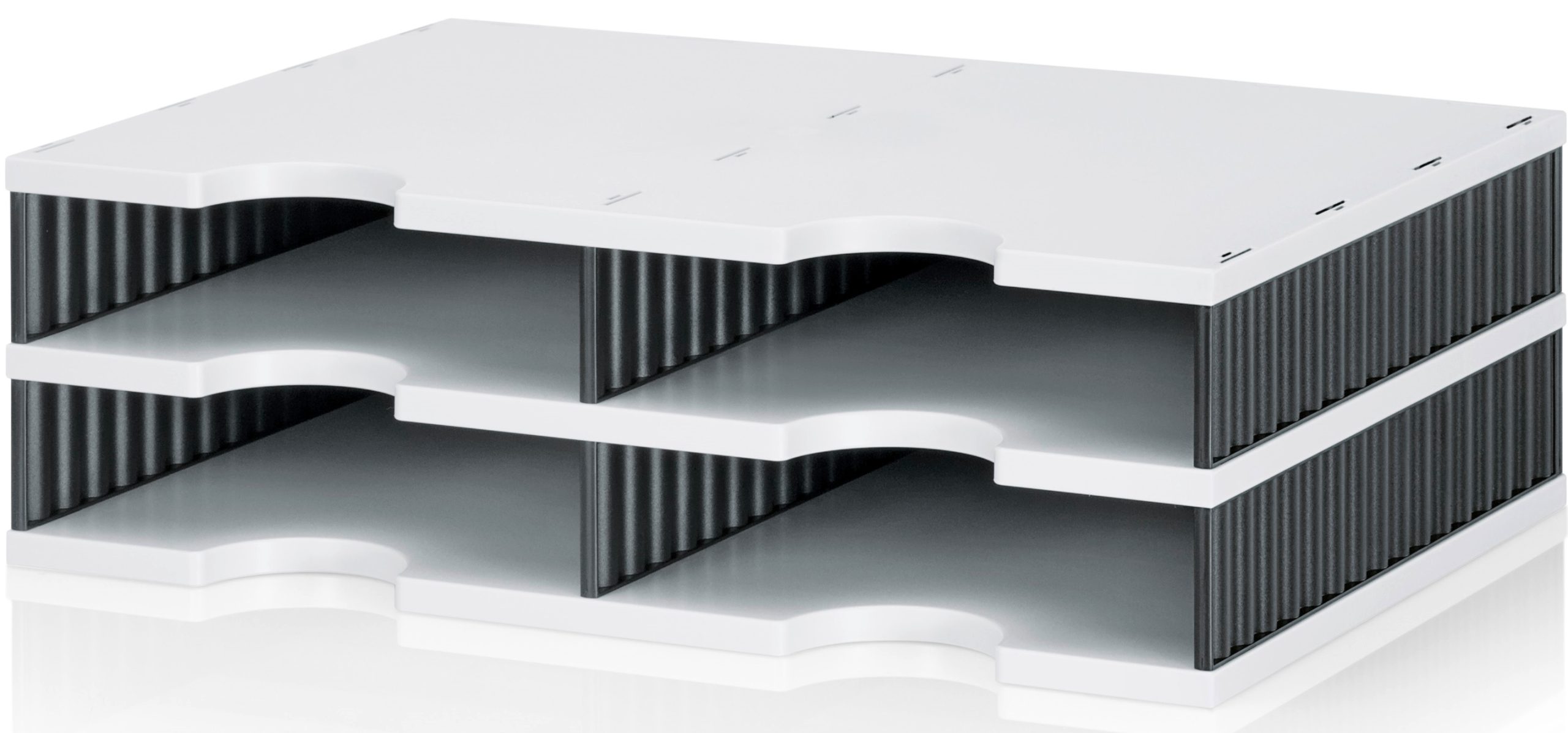 STYRO-268-0202.98-7612176107792 STYRO Ablagesystem styrodoc duo 268-0202.98 weiss/schwarz 4 Fächer – Hochwertig & günstig bei ShopDeca