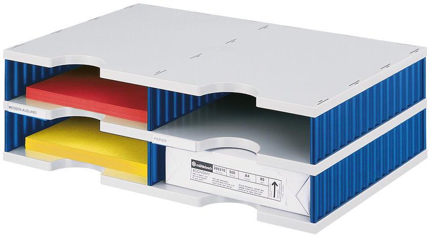 268-0202-98 STYRO Ablagesystem styrodoc duo 268-02021.38 grau/blau 4 Fächer – Hochwertig & günstig bei ShopDeca