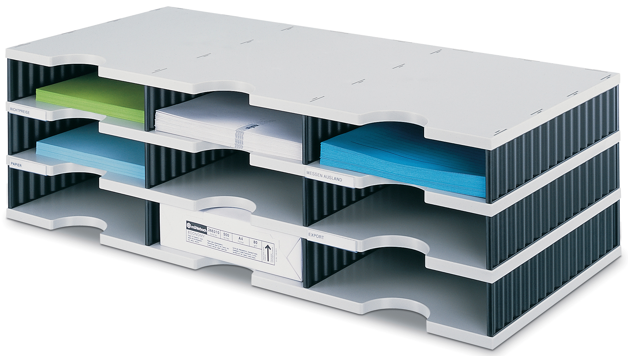 268-0303-98 STYRO Ablagesystem styrodoc trio 268-03031.98 grau/schwarz 9 Fächer – Hochwertig & günstig bei ShopDeca