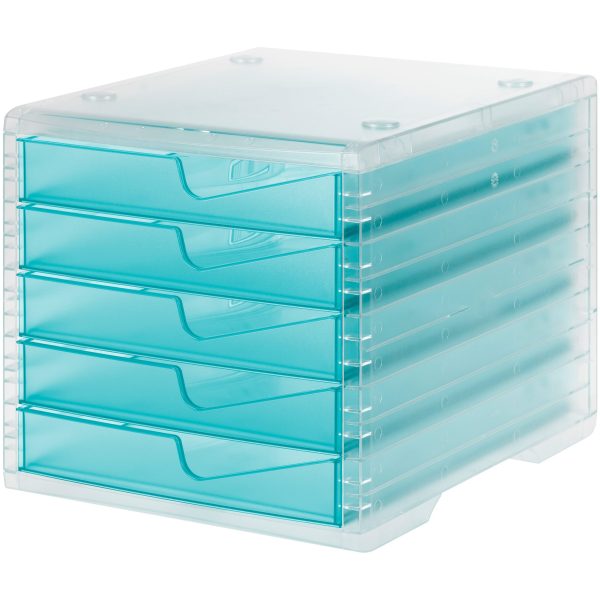 STYRO Styroswingbox light 275-8430.252 transparent/aqua 5 Schubladen