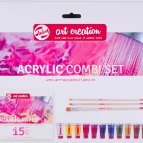 TALENS Acryl Combi Set 12x12ml 9021894M Farbe, Pinsel, Papier