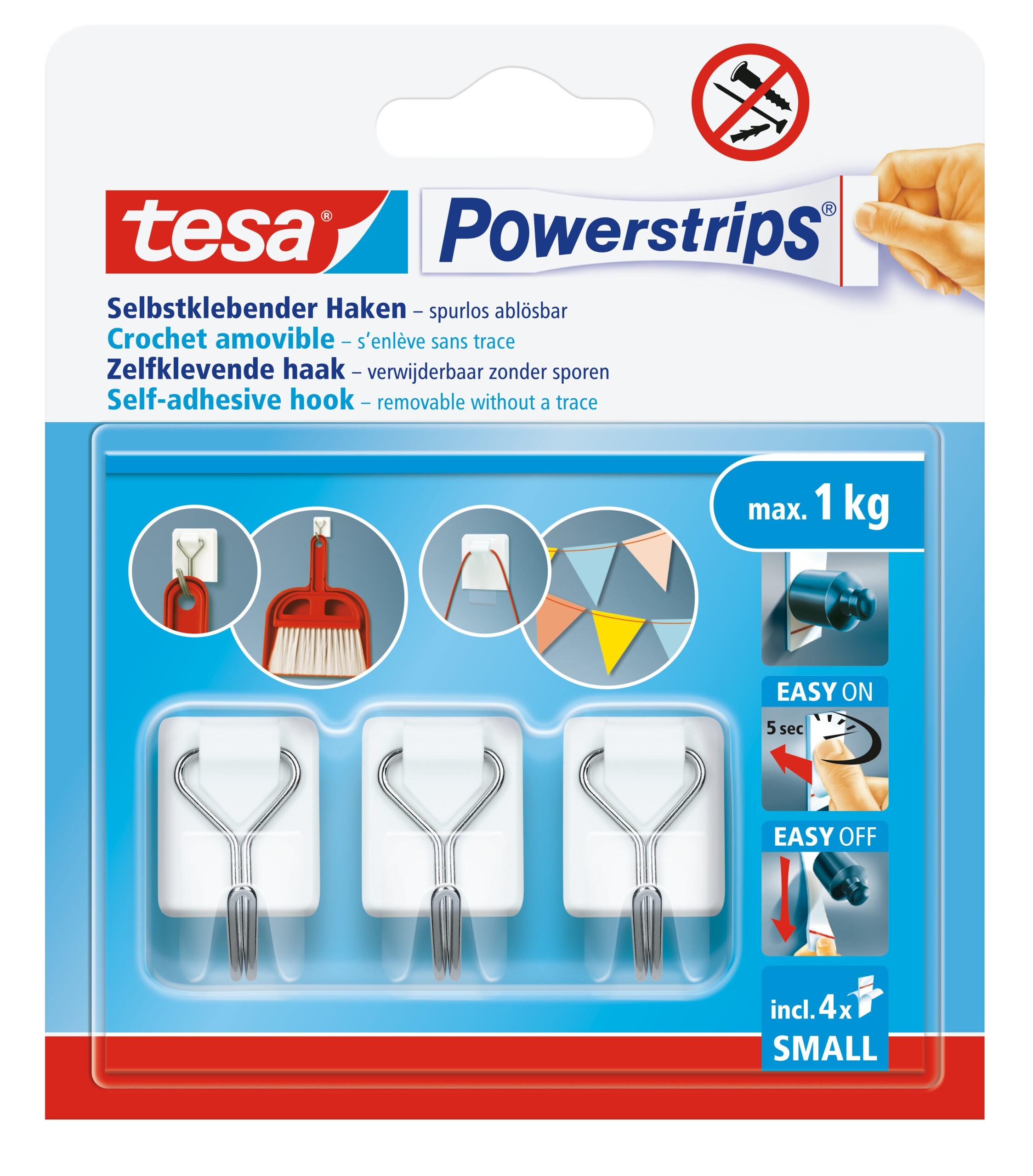TESA-576150000300-4063565408328 TESA Powerstrips Haken 1kg 576150000300 weiss 4 Stück – Hochwertig & günstig bei ShopDeca