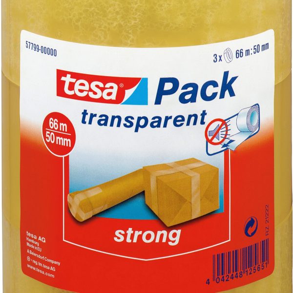 TESA Verpackungsband 50mmx66m 577990000 transparent 3 Stück