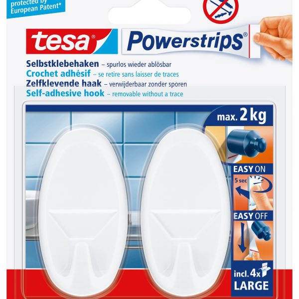 TESA Powerstrips Haken 580130004 weiss, 2 Stück