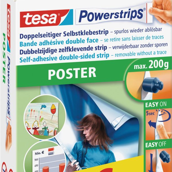 TESA Powerstrips Poster 96 Stück 582130000 Big Pack, ablösbar, Kapaz.200g