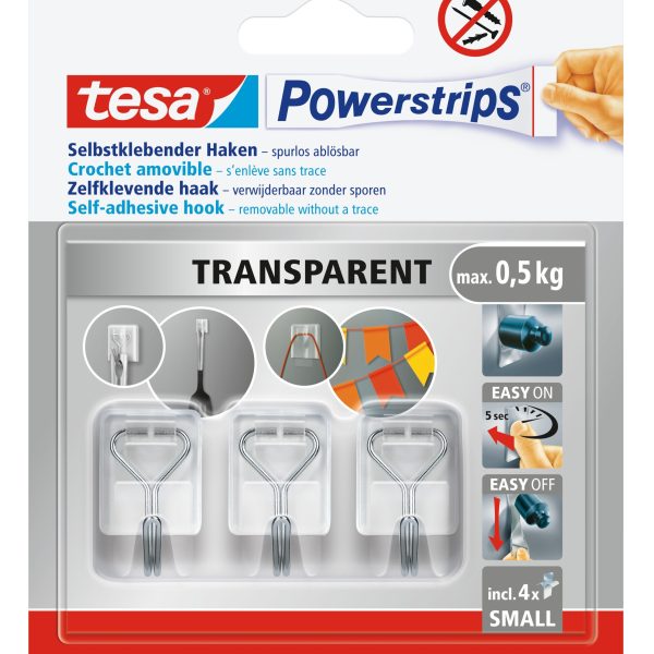 TESA Powerstrips Haken 0.5kg 586200000300 transparent 4 Stück