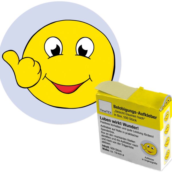TIMETEX Belobigungs-Aufkleber 62215 Gesicht Daumen hoch 500 Stück