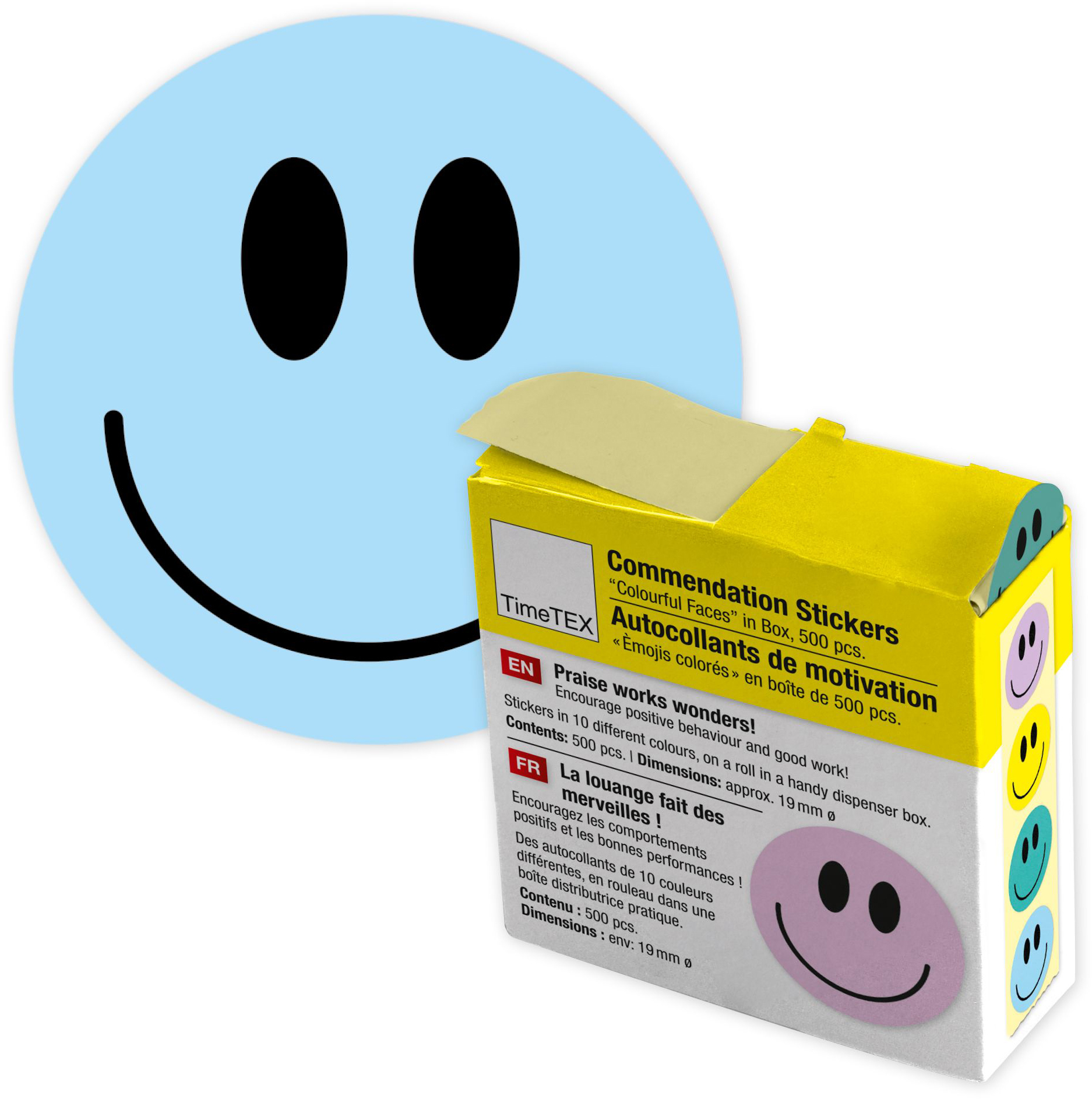 TIMETEX-62765-4055218627651 TIMETEX Belobigungs-Aufkleber 62765 Gesichter bunt 500 Stück – Hochwertig & günstig bei ShopDeca