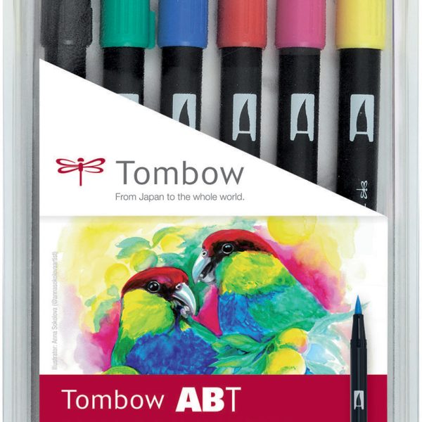 TOMBOW ABT Dual Brush Pen ABT-6P-1 6er Set Grundtöne