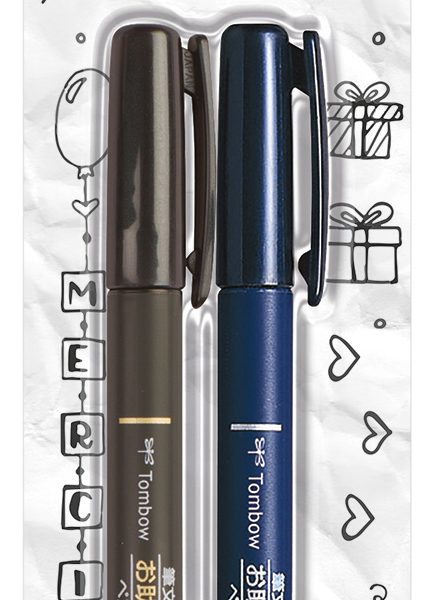 TOMBOW Kalligraphie-Set WS-BH/BS WS-BHS-2P Fudenosuke, schwarz 2 Stück