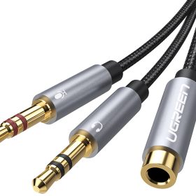 UGREEN Audio Cable 3.5mm Fem./2 Male 20899 aluminum Case, Black