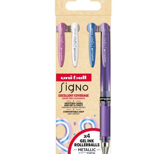 UNI-BALL Gelroller Signo Broad 1mm UM-153 4PNO2 4 Farben, Set NO2