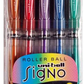 UNI-BALL Signo Broad 0.65mm UM-153MET-5C 5 Farben metallic