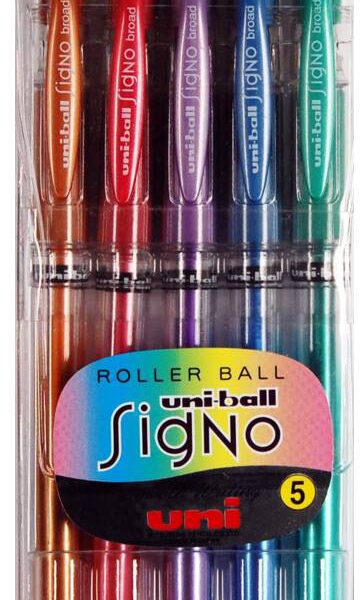 UNI-BALL Signo Broad 0.65mm UM-153MET-5C 5 Farben metallic
