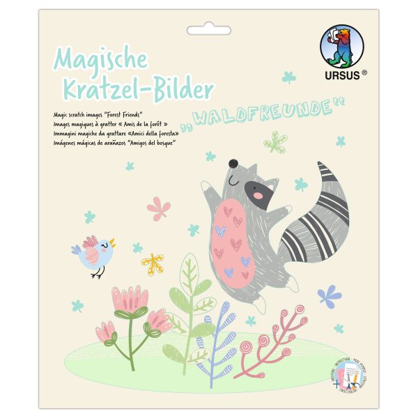 URSUS Magische Kratzel-Bilder 24560003F Waldfreunde, 21x21cm