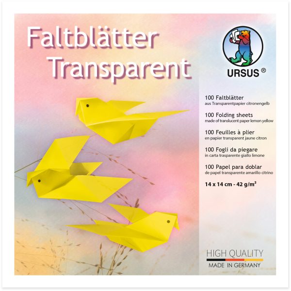 URSUS Faltblätter Origami 14x14cm 2536112 citronengelb 100 Blatt