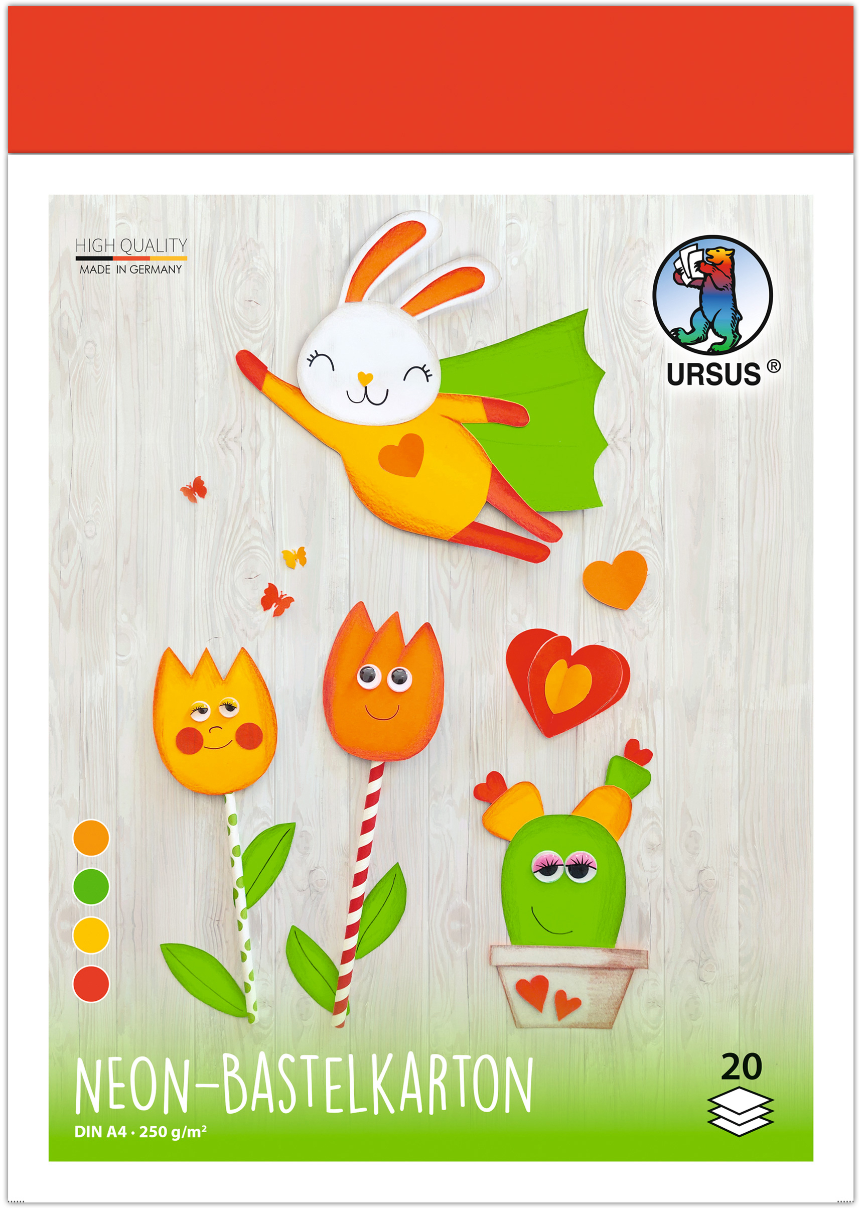 URSUS-4784699-4008525257523 URSUS Bastelkarton A4 4784699 neon assortiert 20 Blatt – Hochwertig & günstig bei ShopDeca