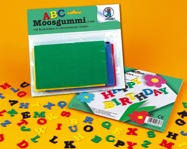 URSUS Moosgummi Buchstaben A-Z 8460099 5 Farben ass. 130 Stück