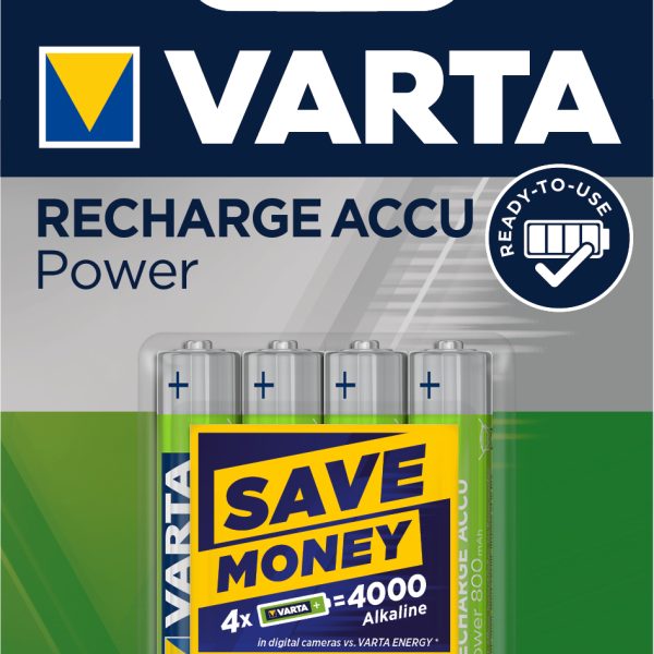 VARTA Batterie Akku 56703101404 AAA/HR03, 800 mAh, 4 Stück
