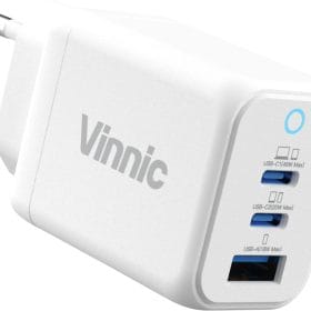 VINNIC FERNOW GaN 45W,Wallcharger VPCG-GA45WG1-EUWH 2x USB C, 1x USB-A, White
